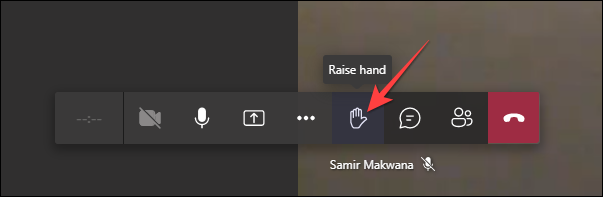 Selecione o botão "Levantar a mão" para levantar a mão.