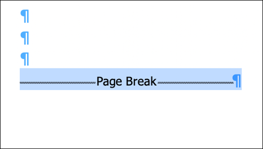 Selecione a seção ou quebra de página no documento do Word.