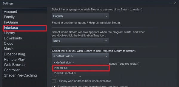 Como selecionar Steam Skins no cliente Steam