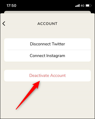 Toque em "Desativar conta".
