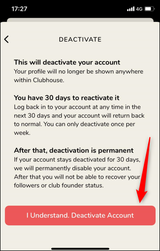 Toque em "Eu entendo. Desativar conta."
