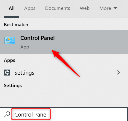 Digite “Painel de Controle” na barra de pesquisa do Windows e clique no Painel de Controle.