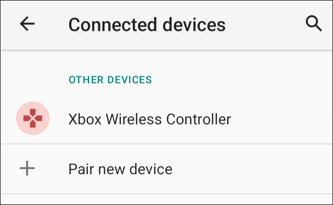 O Xbox Wireless Controller é exibido em "Dispositivos conectados" nas configurações do Android.