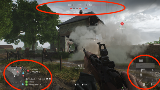 Battlefield V com elementos de interface de usuário estáticos em destaque