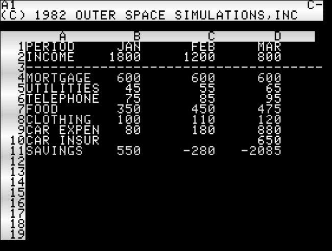 A primeira tela de teclado de chefe conhecida, em Bezare para Apple II (1982).