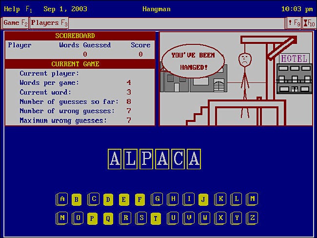 Hangman for Tandy DeskMate 3.x no PC