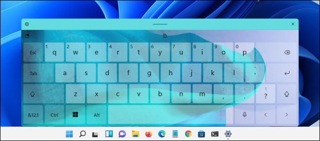 O tema de teclado de toque "Indigo Breeze" no Windows 11.
