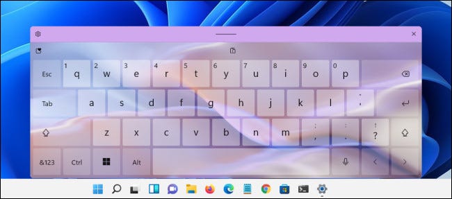 O tema do teclado de toque "Lilac River" no Windows 11.