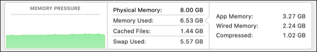 Visão geral da memória do monitor de atividade do macOS