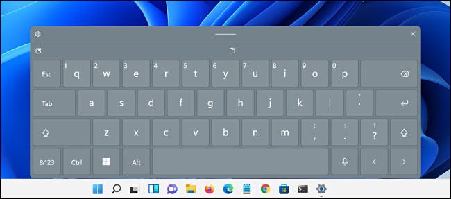 O tema do teclado de toque "Platinum" no Windows 11.