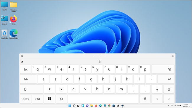 Um teclado de toque realmente grande do Windows 11.