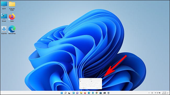 Um teclado de toque realmente minúsculo do Windows 11.