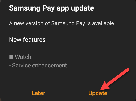 atualizar samsung pay