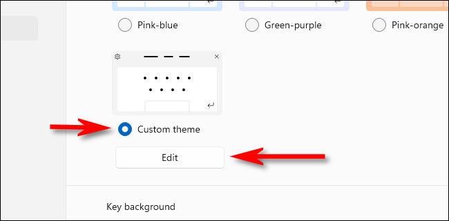 Selecione "Tema personalizado" e clique em "Editar".