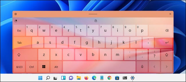 O tema de teclado de toque "Tangerine Tides" no Windows 11.