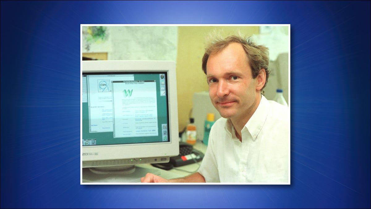 Uma foto de Tim Berners-Lee em 1994.