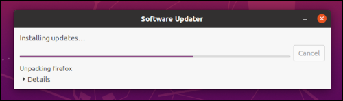 Ubuntu Software Updater instalando atualizações de pacote