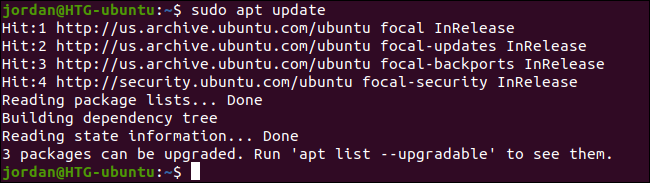 Digite "sudo apt update" no terminal e pressione Enter