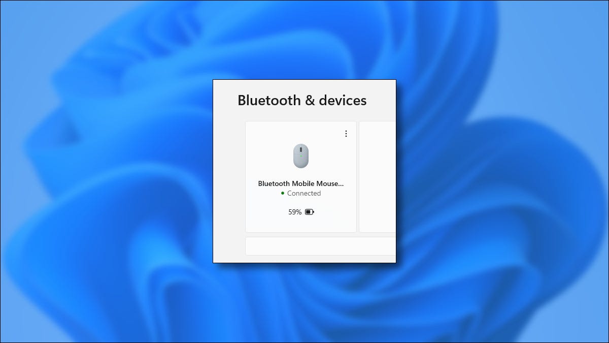 Um dispositivo Bluetooth mostrando o nível da bateria no Windows 11