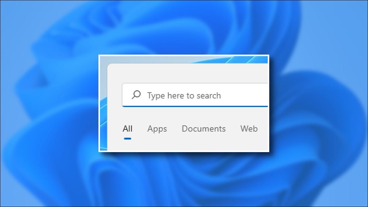 Uma parte do menu de pesquisa do Windows 11