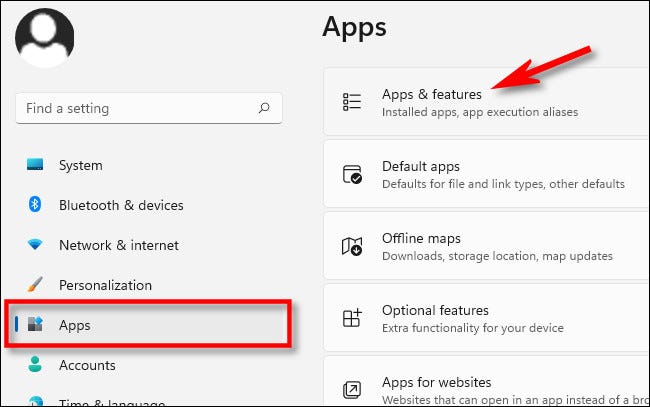 Em Configurações do Windows, selecione "Aplicativos" e escolha "Aplicativos e recursos".