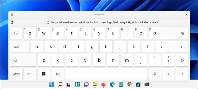 O teclado de toque do Windows 11