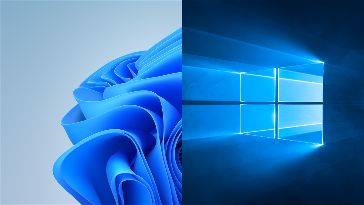 Planos de fundo padrão da área de trabalho do Windows 11 e Windows 10.