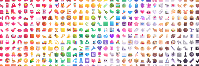 Uma seleção colorida de emoji do Windows 11.
