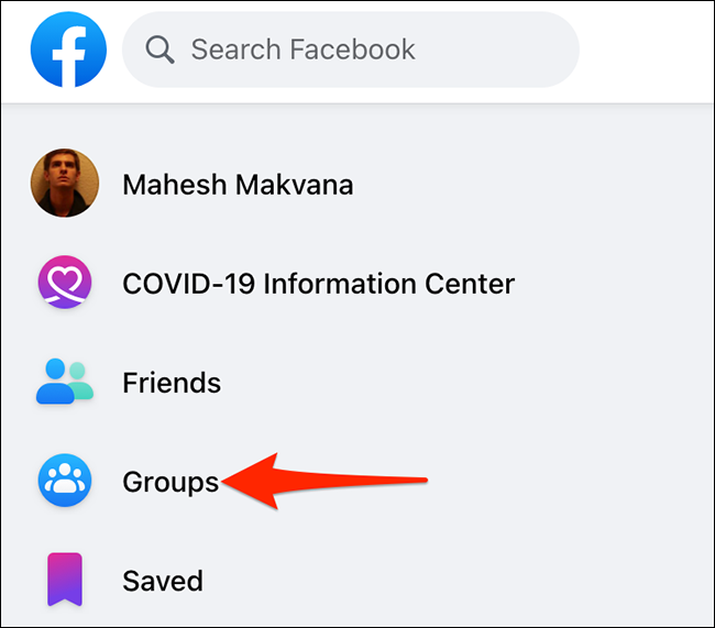Clique em "Grupos" no site do Facebook.