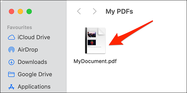 Localize o arquivo PDF no Finder.