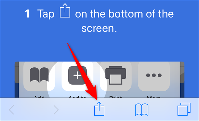 Selecione "Compartilhar" no Safari em um iPhone.