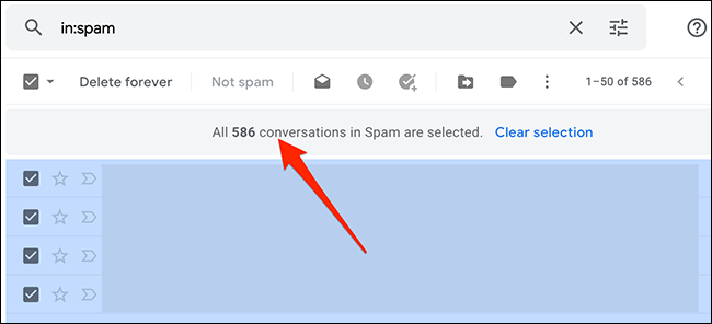 Todos os e-mails de uma pasta são selecionados no Gmail.
