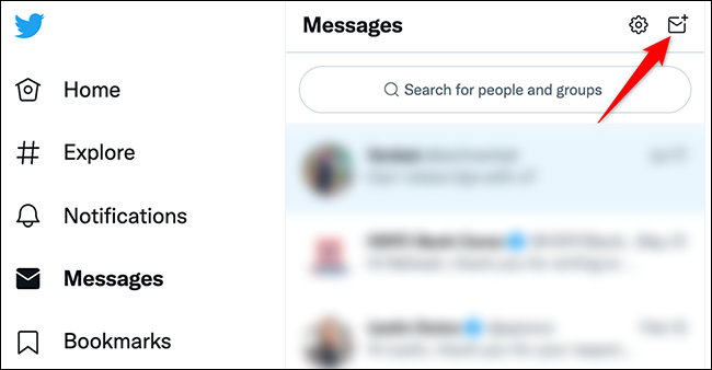 Clique em "Nova Mensagem" no site do Twitter.