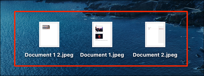 Versões JPG de páginas PDF no Finder.
