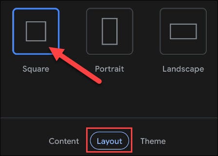 escolha a guia de layout e escolha um tamanho