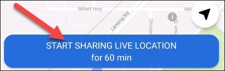 Basta tocar em "Começar a compartilhar localização ao vivo".