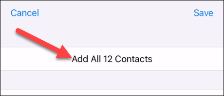 Toque em "Adicionar todos os contatos".