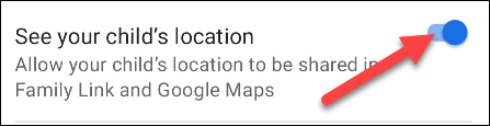 Desative "Ver a localização do seu filho".