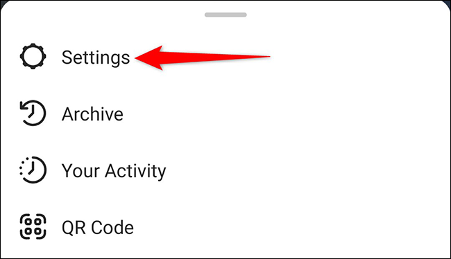 Selecione "Configurações" no menu do aplicativo Instagram.