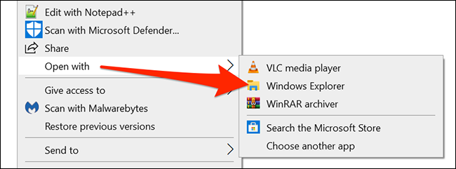 Clique com o botão direito no arquivo ZIP e selecione Abrir com> Windows Explorer.
