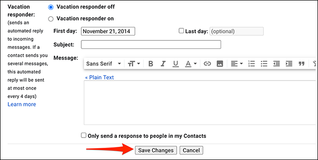 Clique em “Salvar alterações” em “Configurações” no Gmail.