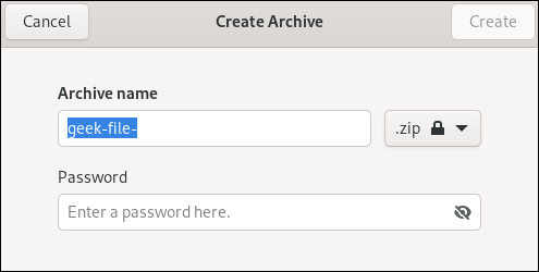 Caixa de diálogo de arquivo compactado do GNOME Files
