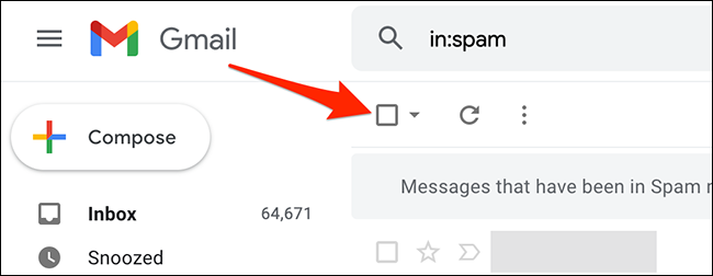 Clique na opção “Selecionar” no Gmail.