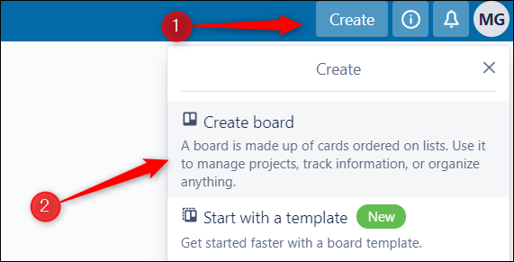 Clique em Create e, em seguida, em Create Board.