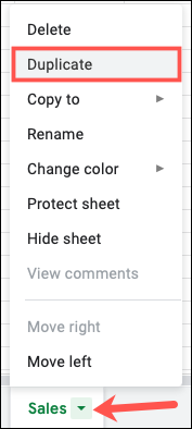 Clique na seta e escolha Duplicar