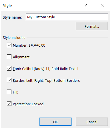 Estilo de célula personalizado editado no Excel