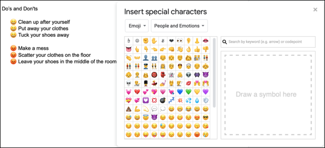 Marcadores de emoji no Google Docs