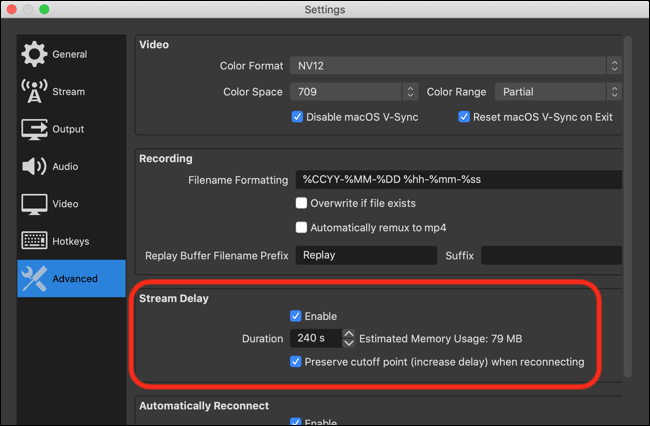 OBS Studio Stream Delay