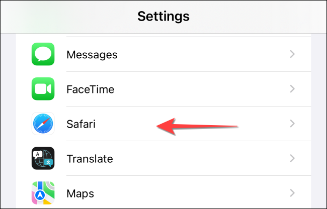 Abra o aplicativo "Configurações" no seu iPhone ou IPad e selecione "Safari".