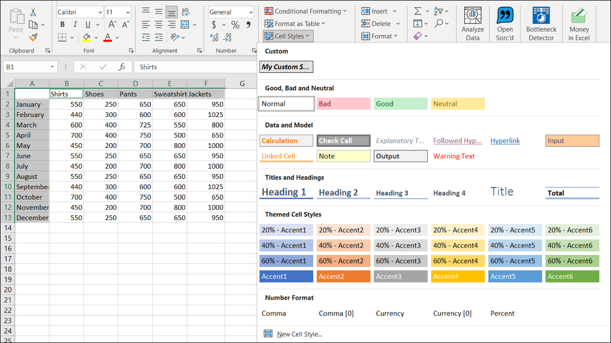 Estilos de células no Microsoft Excel